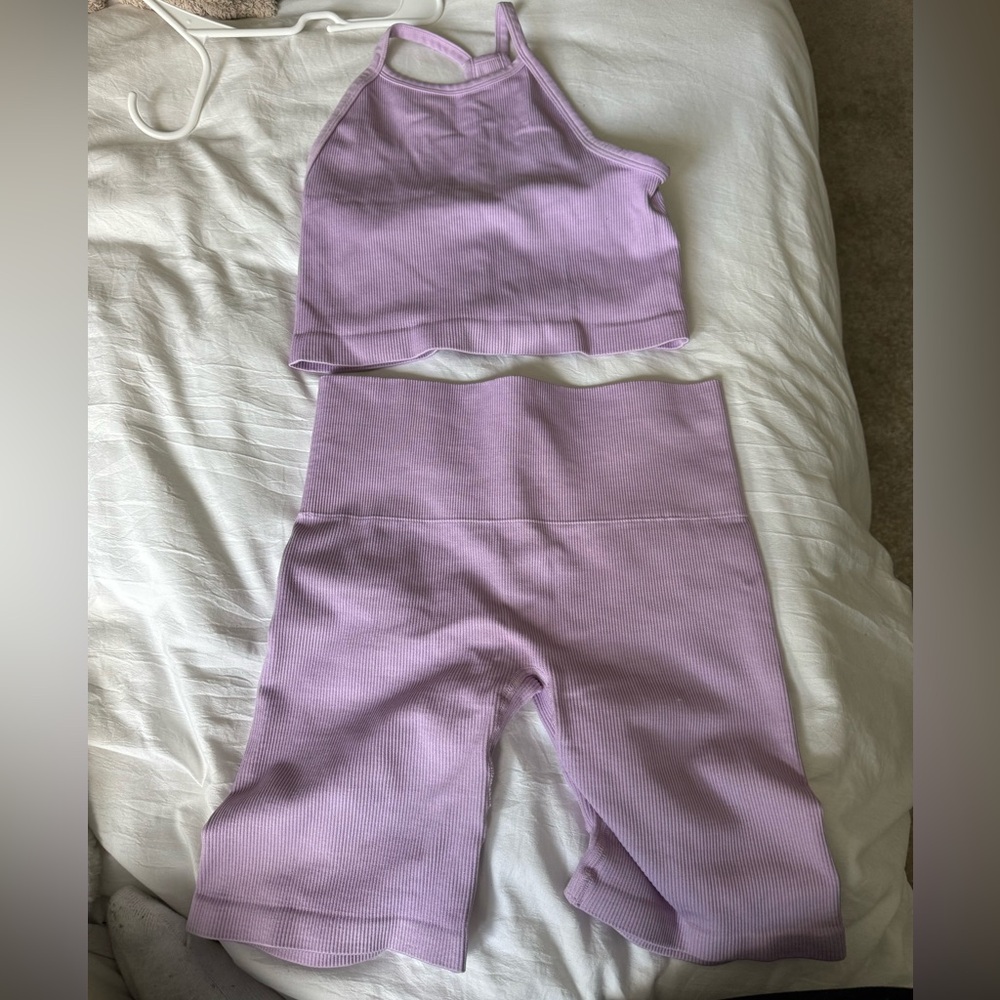 TNA RIBBED BIKER SHORT SET